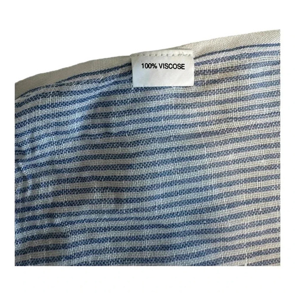 Blue & White Striped Scarf With Fringe - Picture 5 of 7